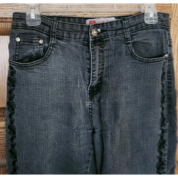 Ladies Cos Jeans Size 8 Bling Edging Dark Wash Gray - Picture 2 of 6